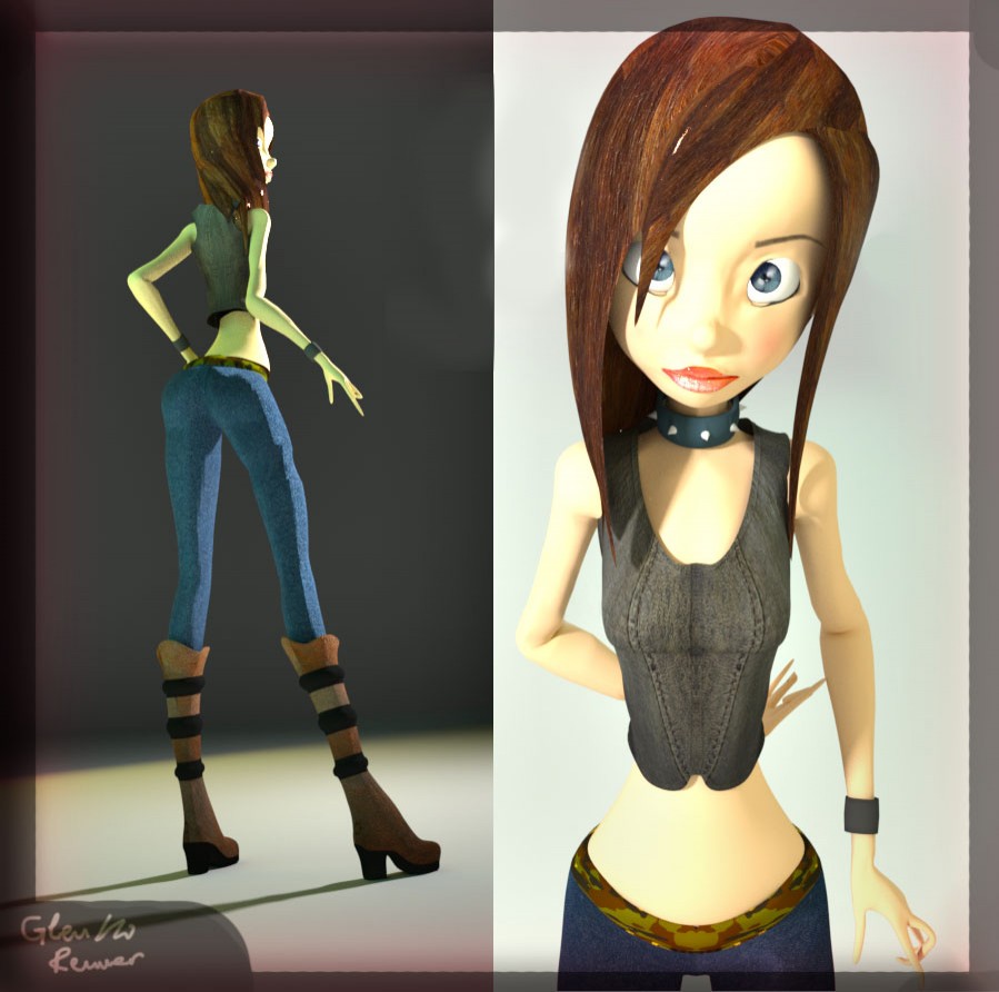 Cute Girl Cartoon Character - Rigged & Textured preview image 1
